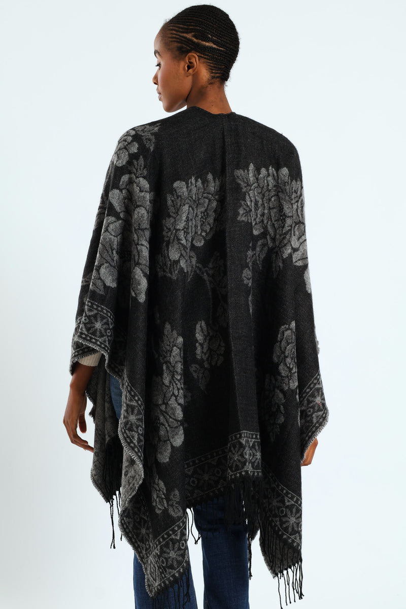 Floral Wrap - Dark Grey