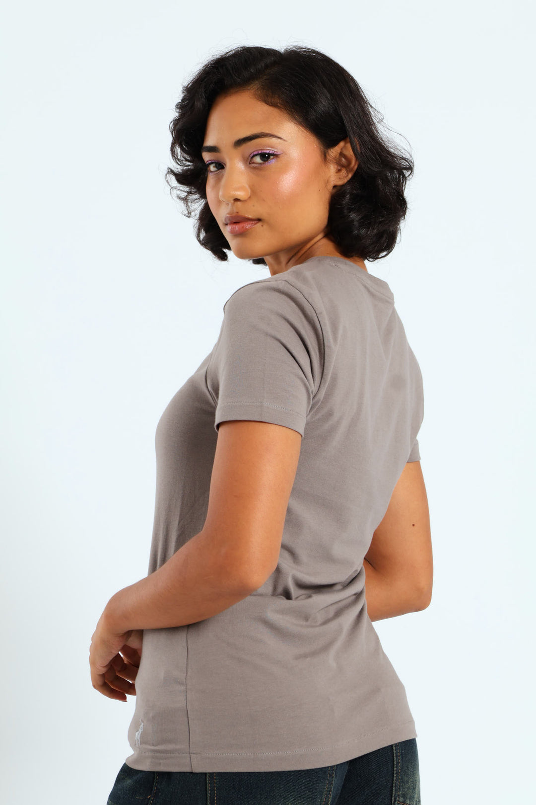 Lily Short Sleeve Beaded T-Shirt - Grey