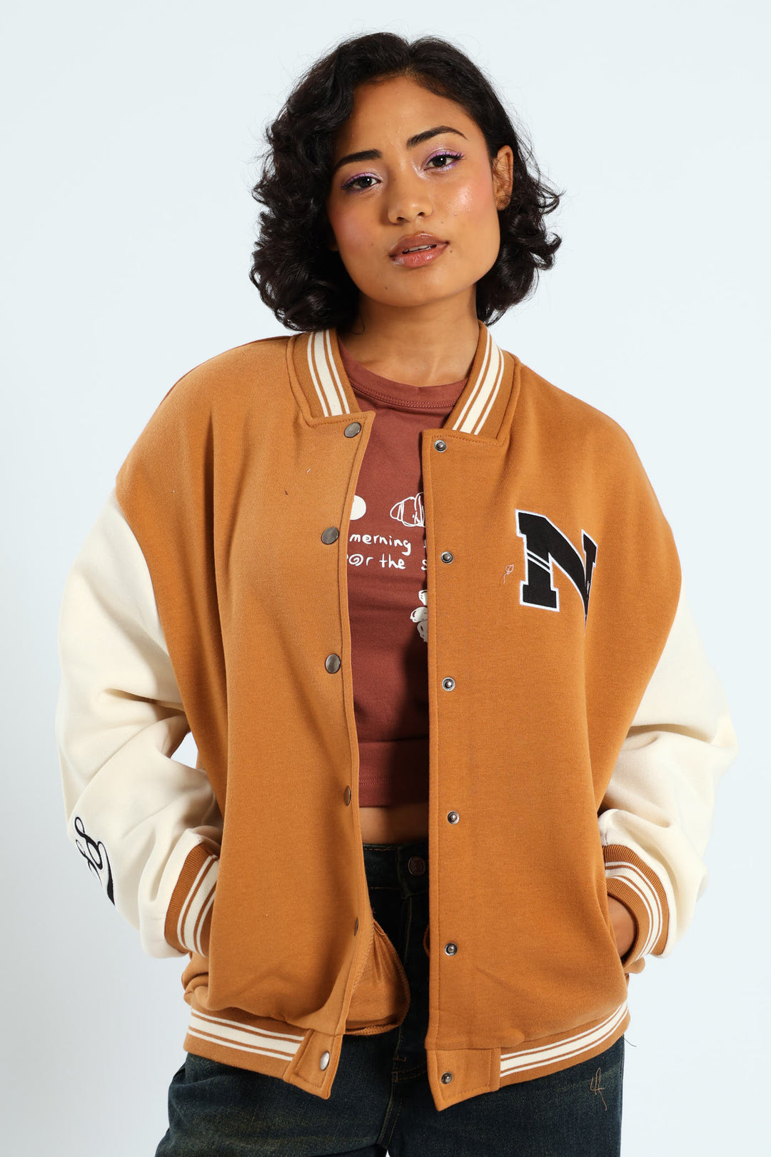 Fleece Baseball Jacket - Tabacco