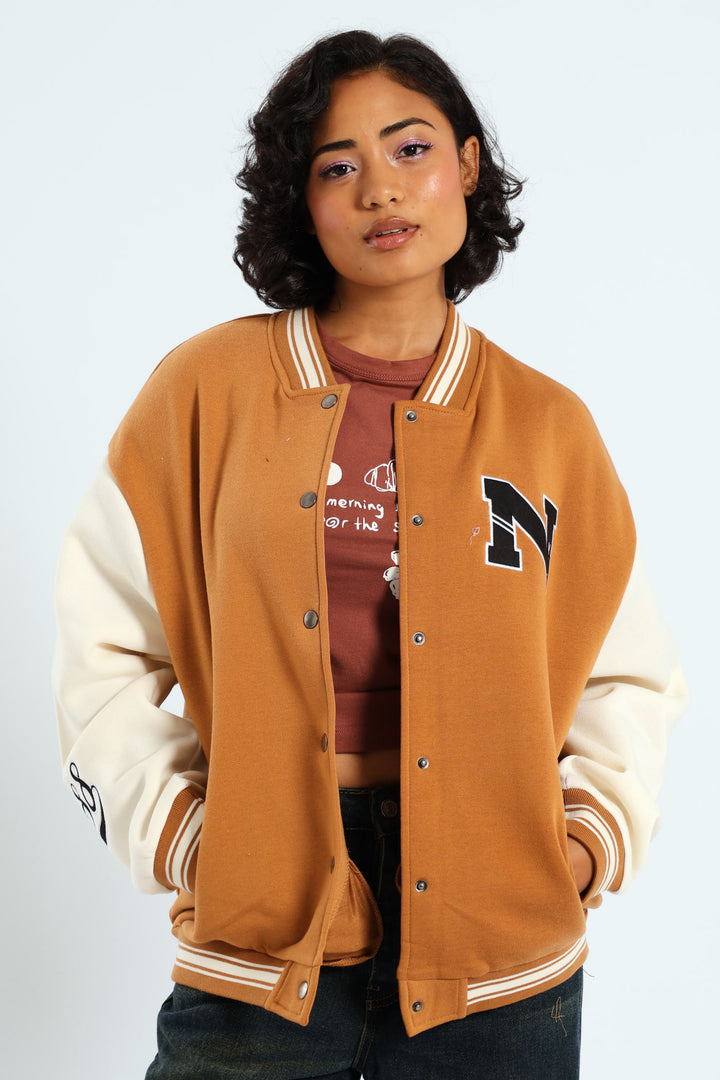 Fleece Baseball Jacket - Tabacco