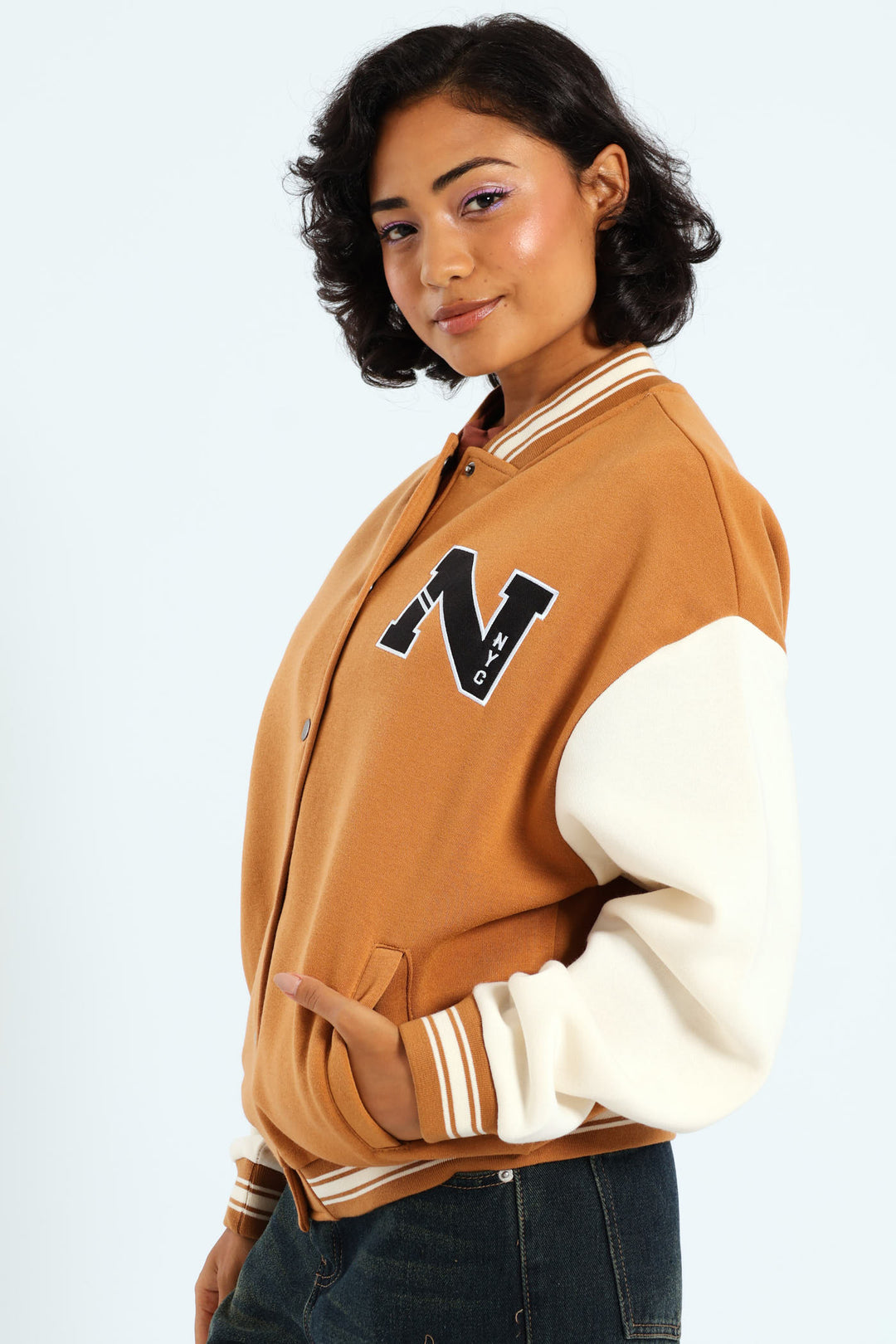 Fleece Baseball Jacket - Tabacco