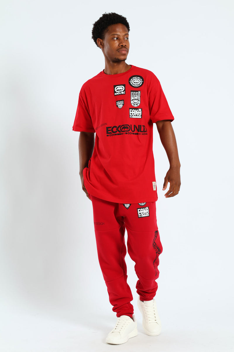 Multi Badge Jogger - Red