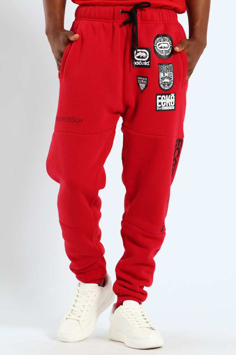 Multi Badge Jogger - Red