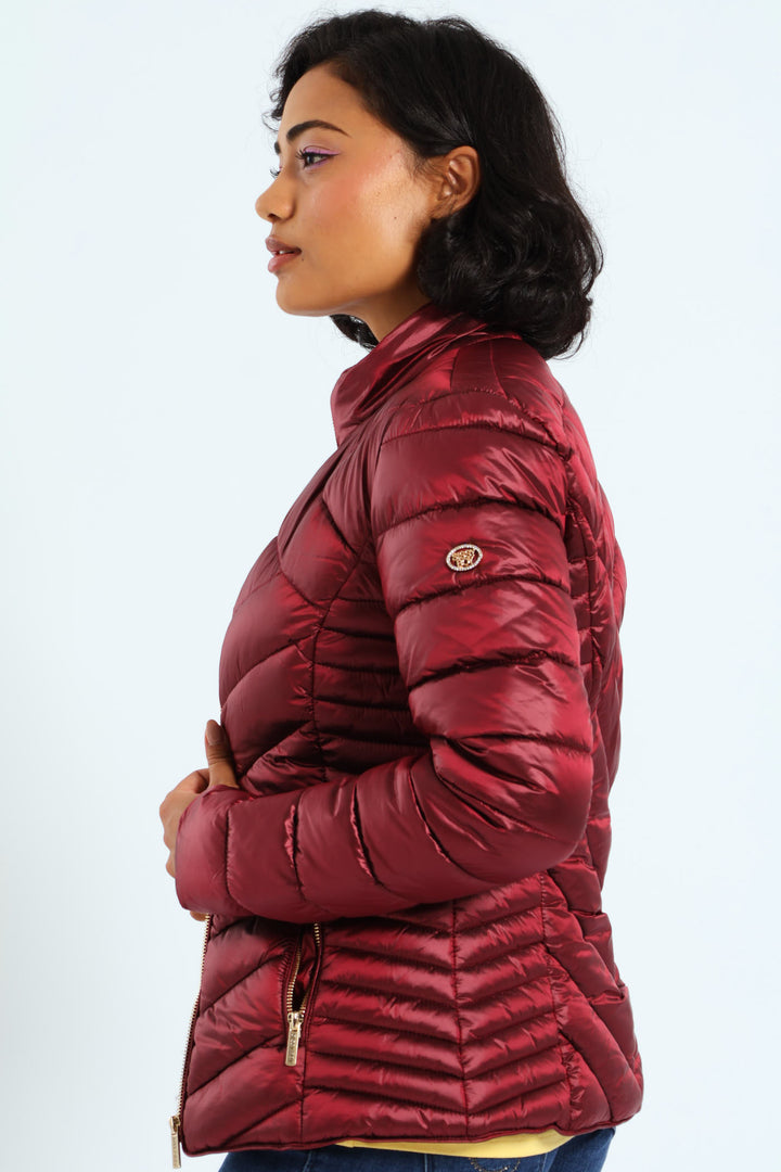 Ravilla Cropped Puffer Jacket - Burgundy