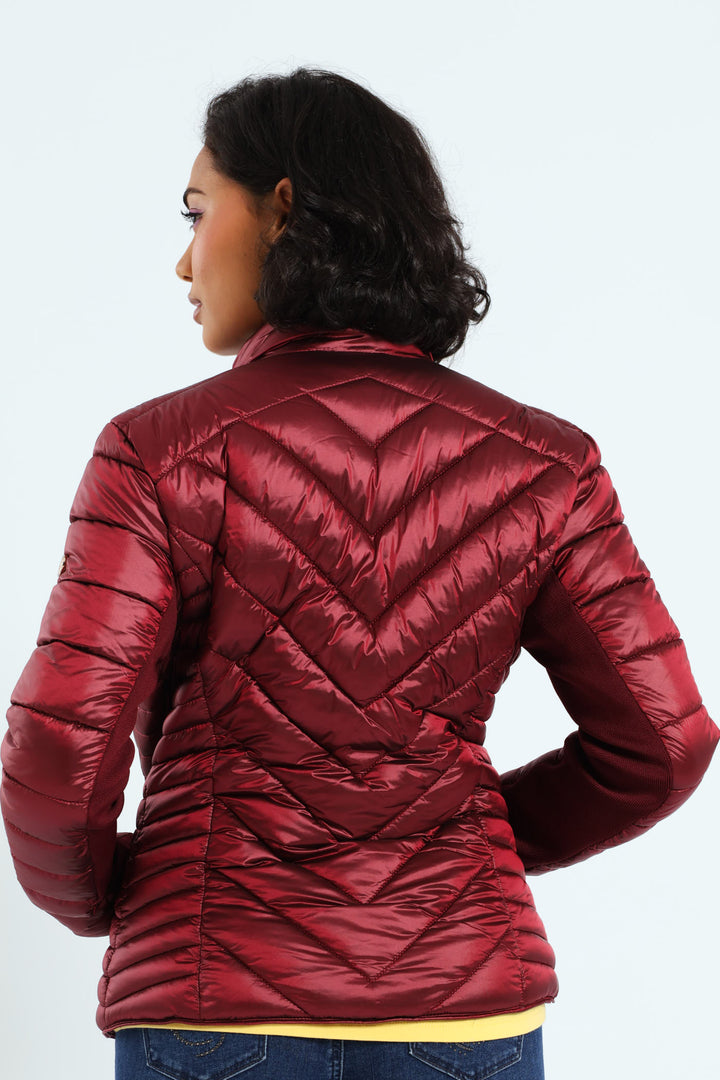 Ravilla Cropped Puffer Jacket - Burgundy