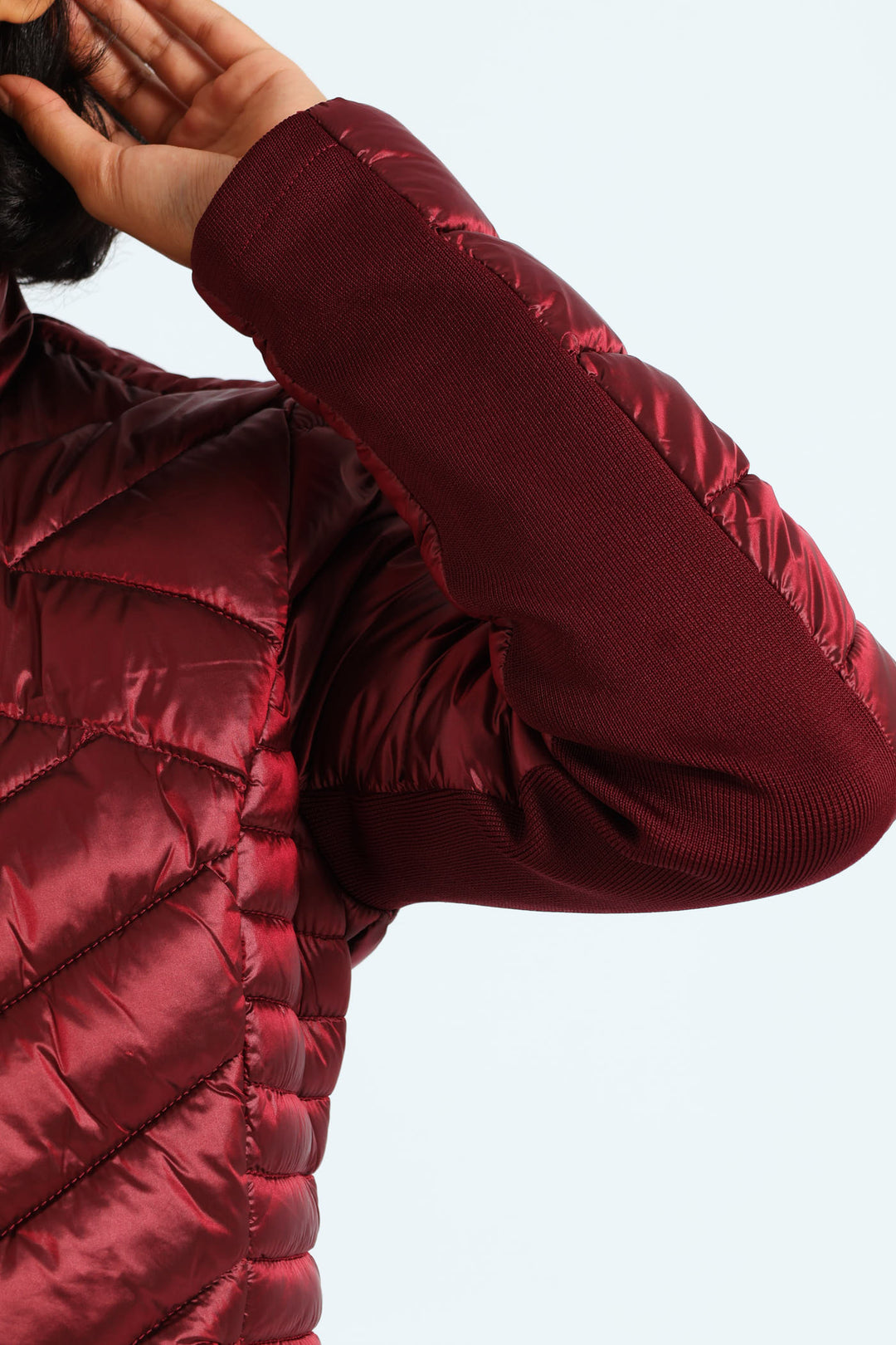 Ravilla Cropped Puffer Jacket - Burgundy