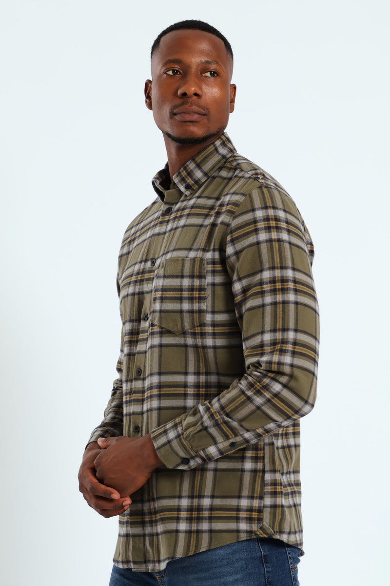Plaid Shirt - Fatigue/Navy