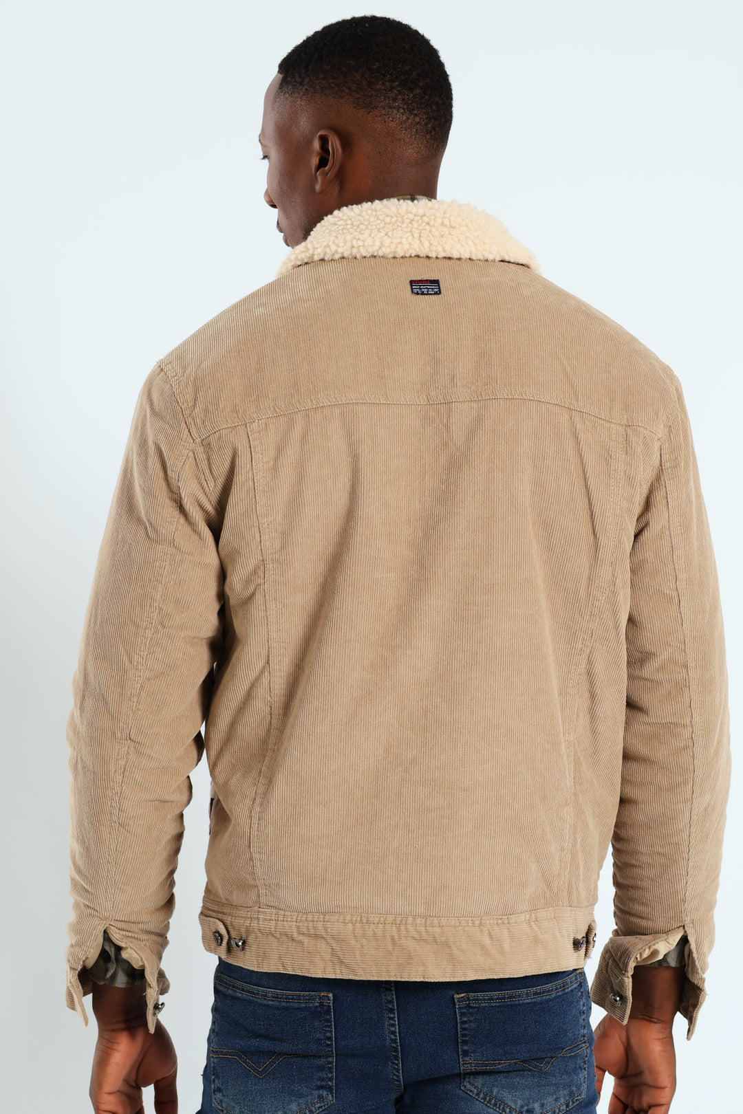 Corduroy Sherpa Trucker Jacket - Taupe