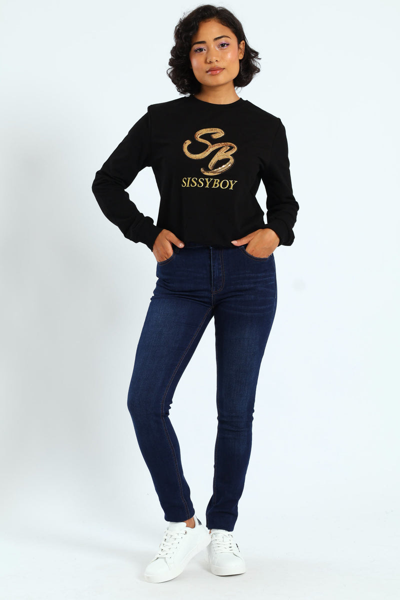 Skinny Rinse Wash Denim With Slight Brushing - Dark Wash Ink