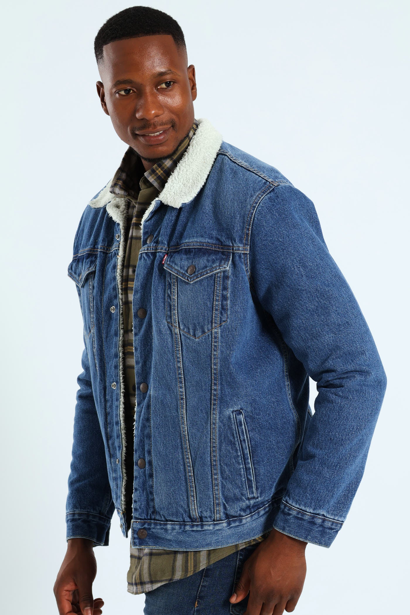 ジャケット・アウター Washed denim fur outer andwang.shop Mens Sherpa Trucker Jacket - Stonewash – Edgars