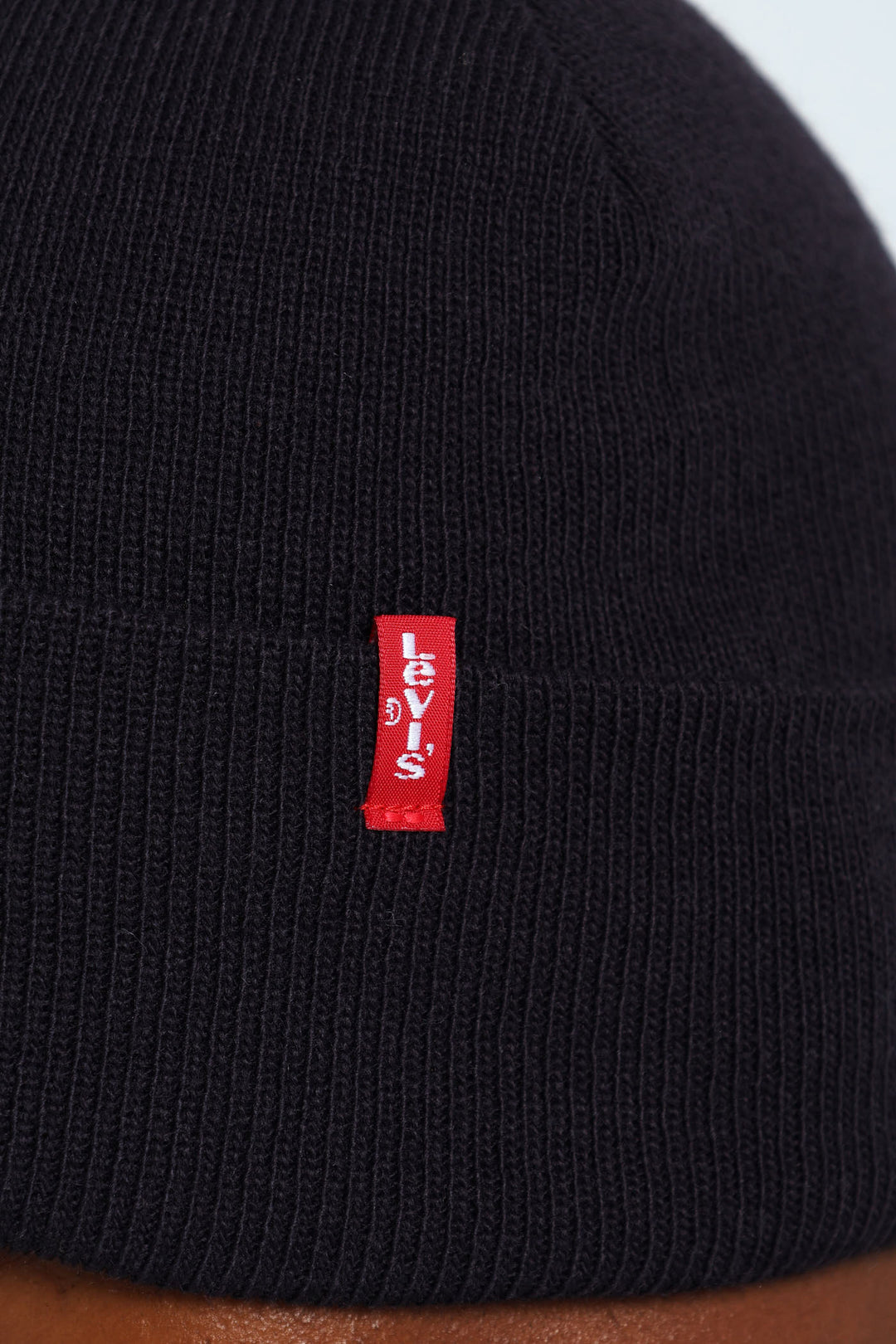 Slouchy Red Tab Beanie - Black