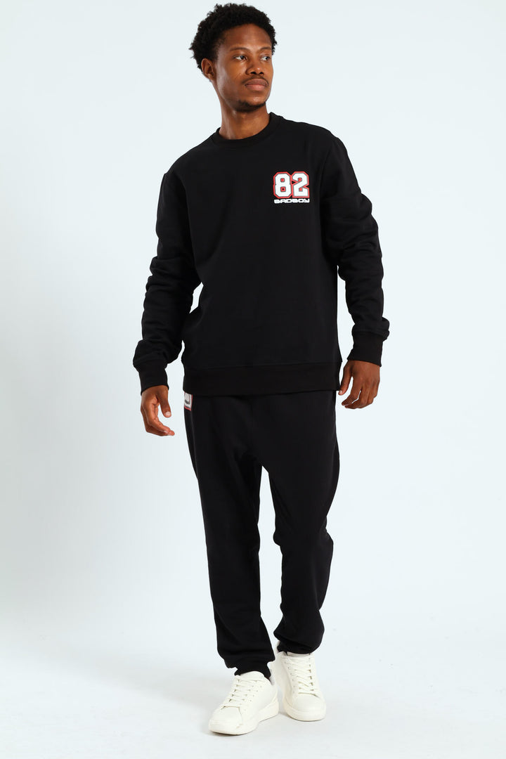 Street Rebel Crew Sweat Top - Black