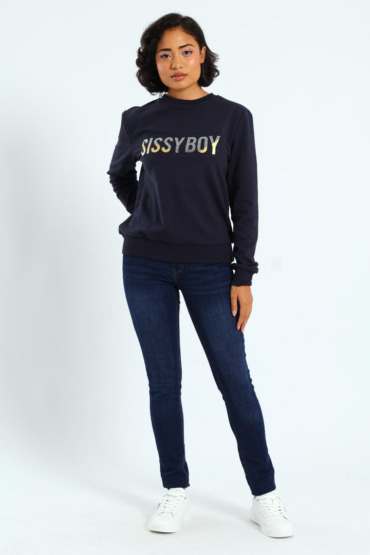 Multi-Technique Logo Sweat Top - Navy