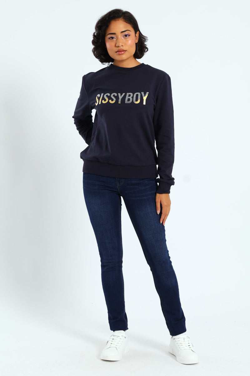 Multi-Technique Logo Sweat Top - Navy