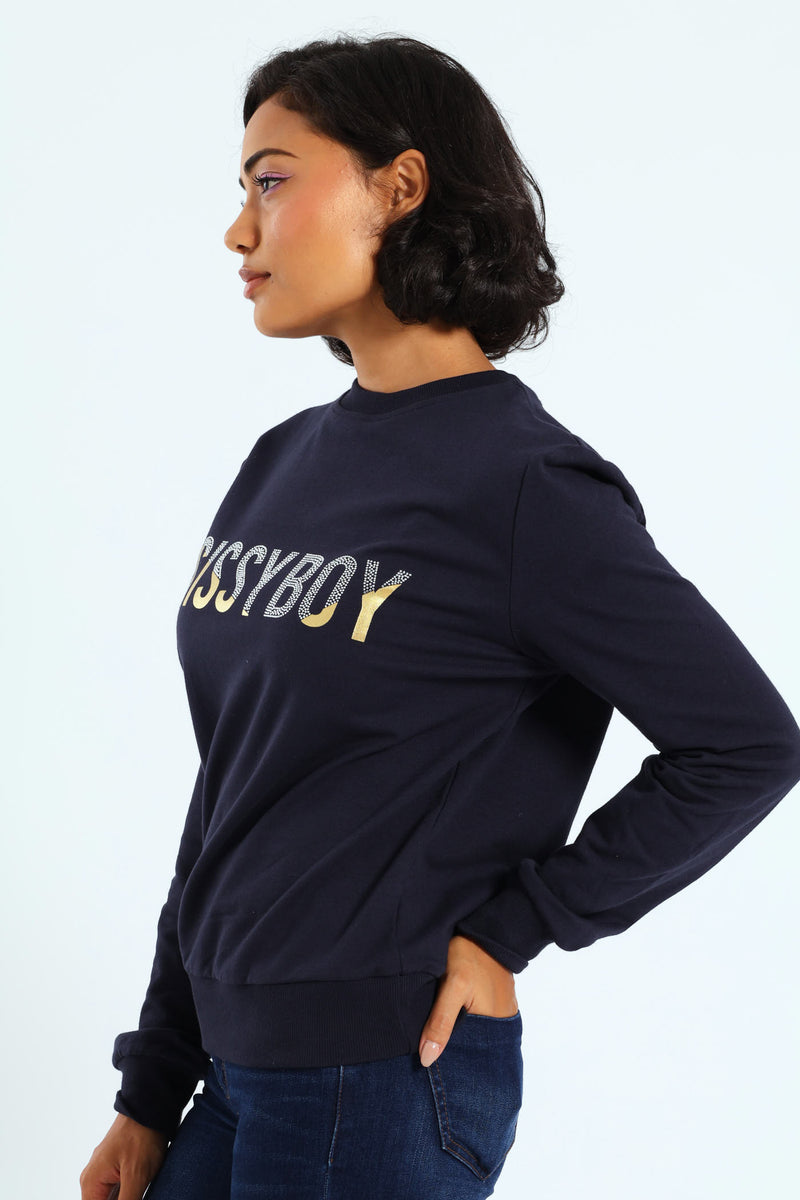 Multi-Technique Logo Sweat Top - Navy