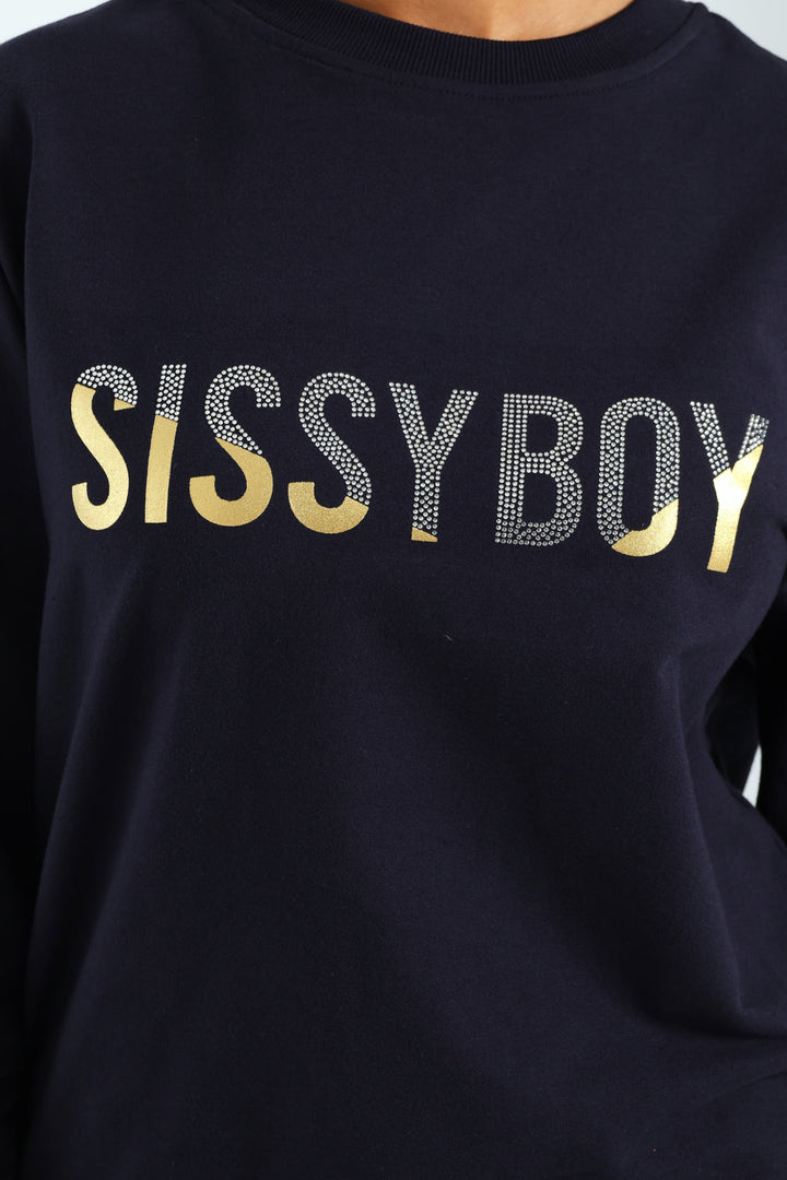 Multi-Technique Logo Sweat Top - Navy