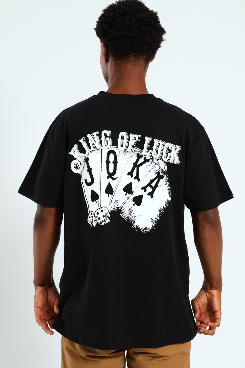 Front & Back Cards Print Tee - Black