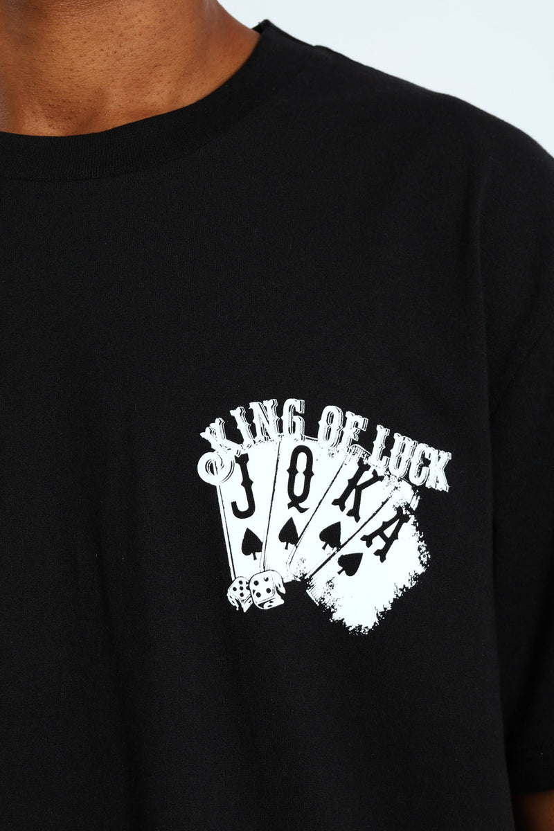 Front & Back Cards Print Tee - Black