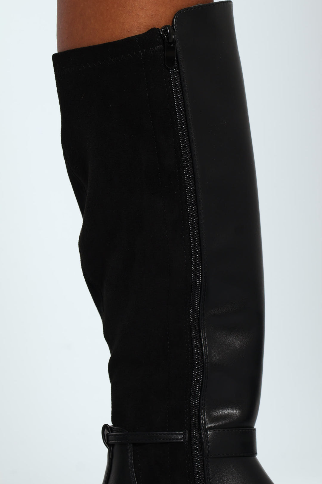 Biker Boot With Ankle Buckle - Black