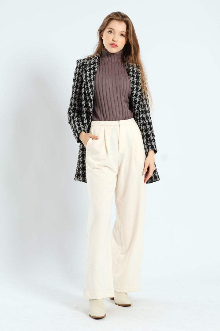 Tweed Houndstooth Print Mini Dress - Black/White