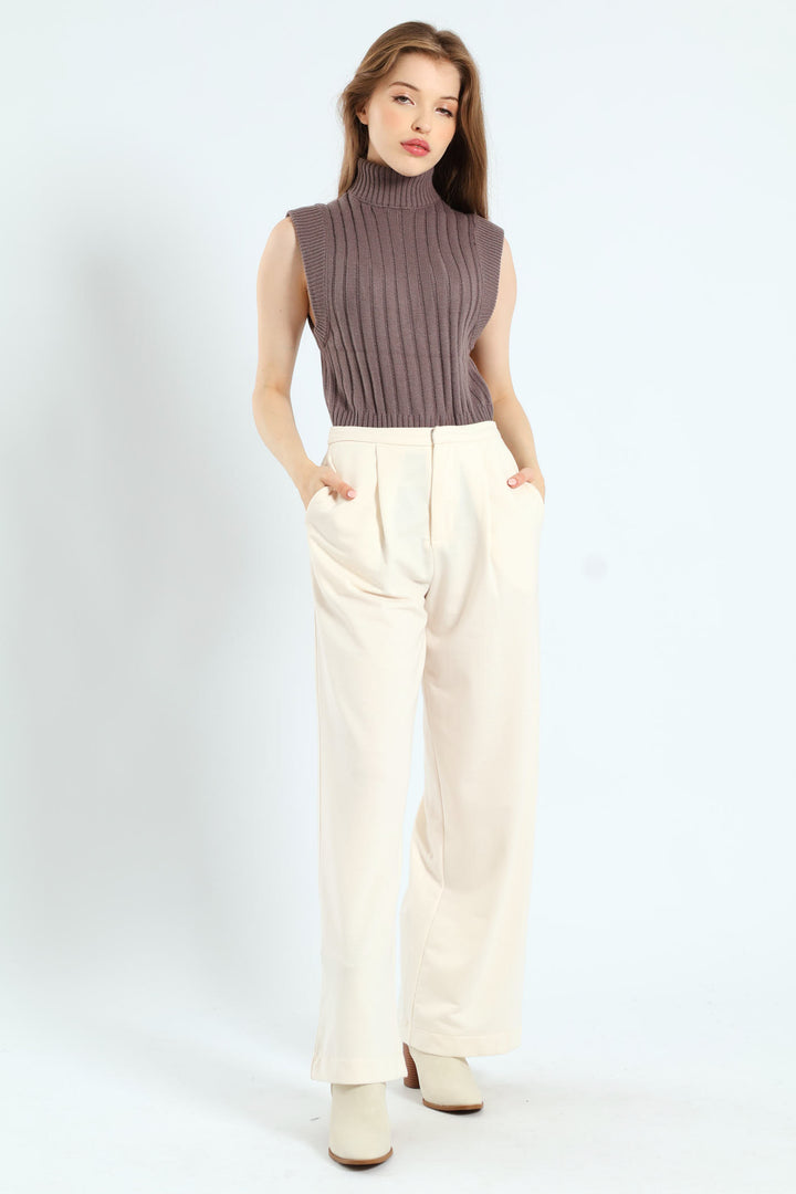 Wideleg Pant - Cream
