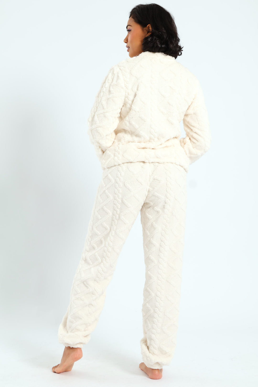 Cable Knit Cosy Jogger Set - White