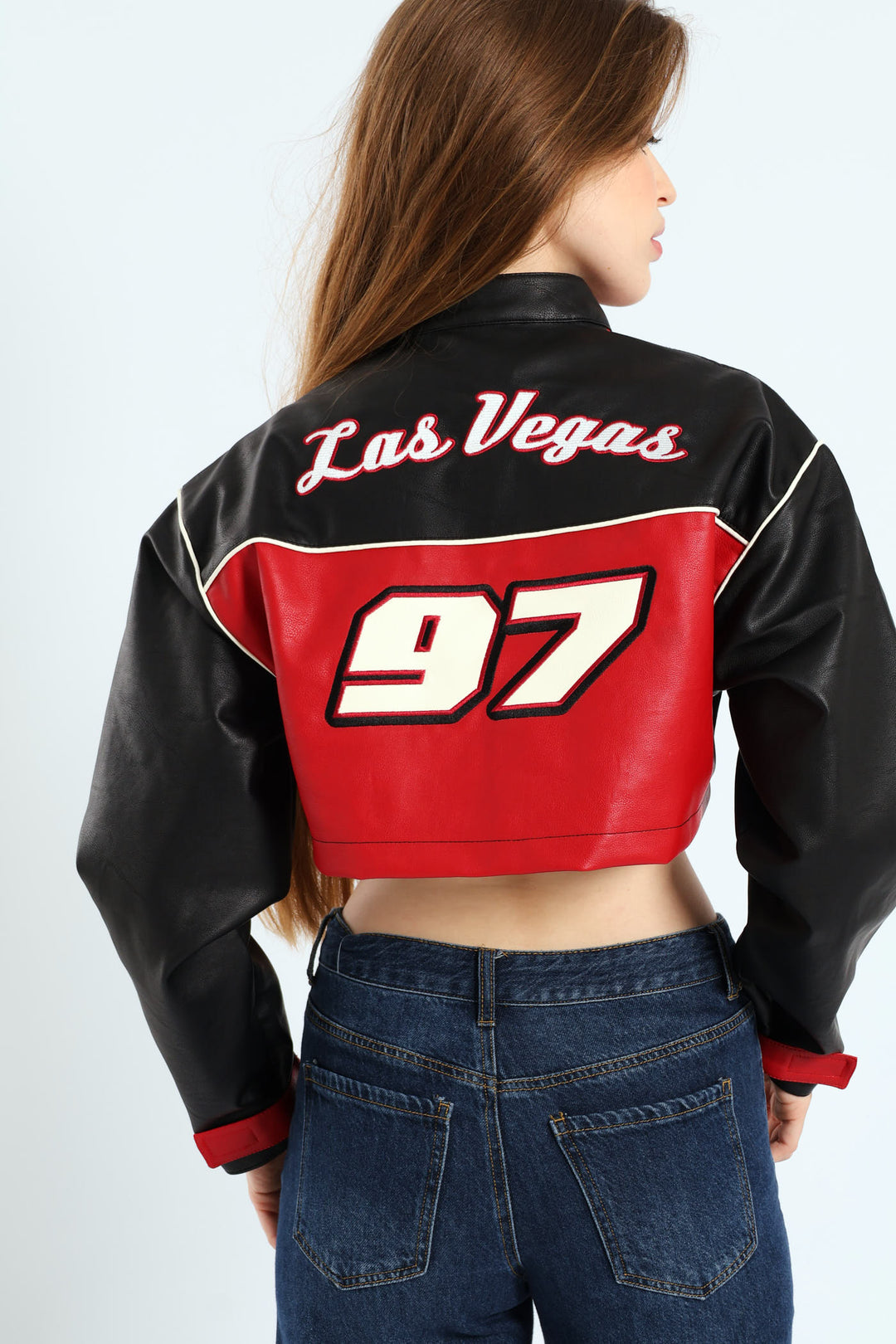 Cropped Motorcycle Jacket - Black