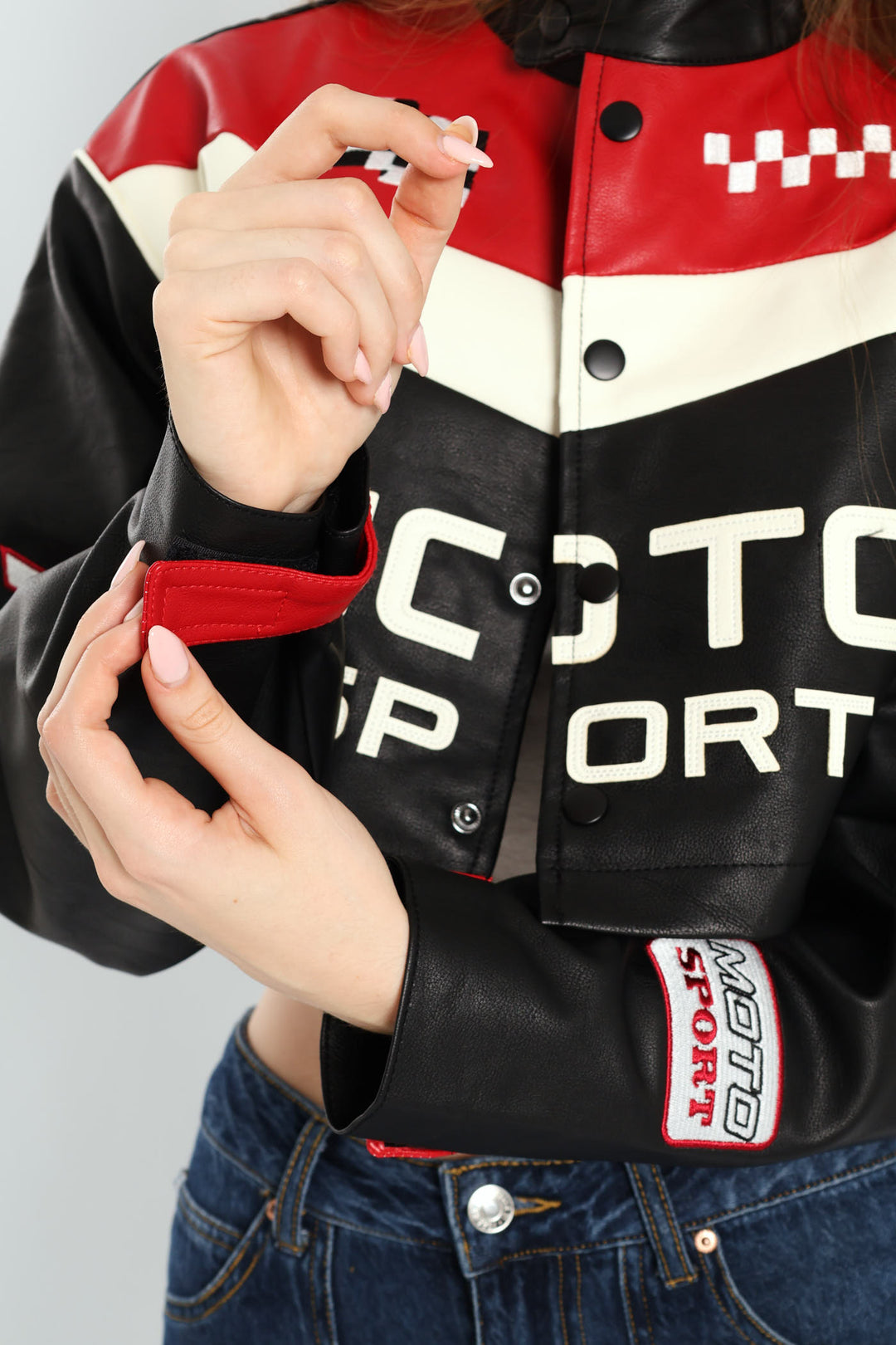 Cropped Motorcycle Jacket - Black