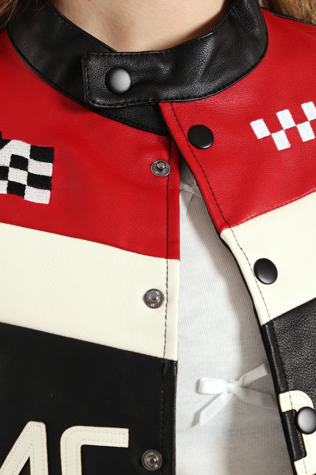 Cropped Motorcycle Jacket - Black