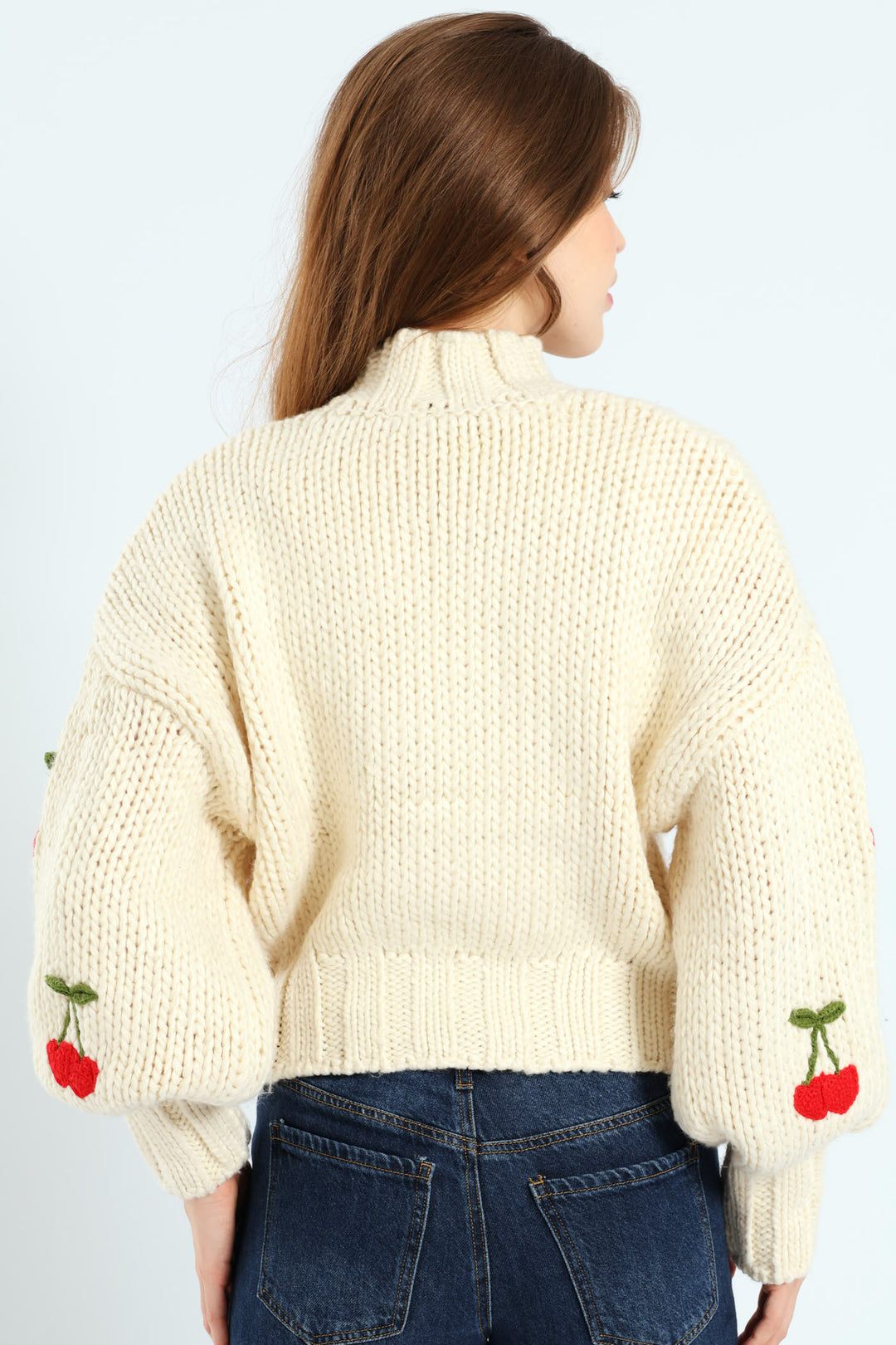 Cherry Pullover Sweater - White