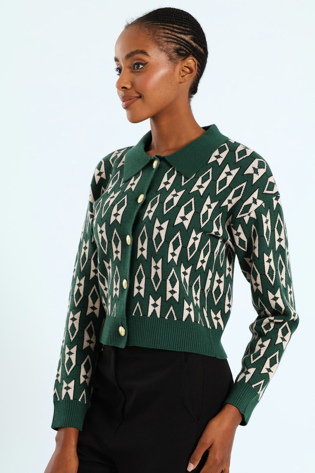 Geo Styled Cardigan - Green