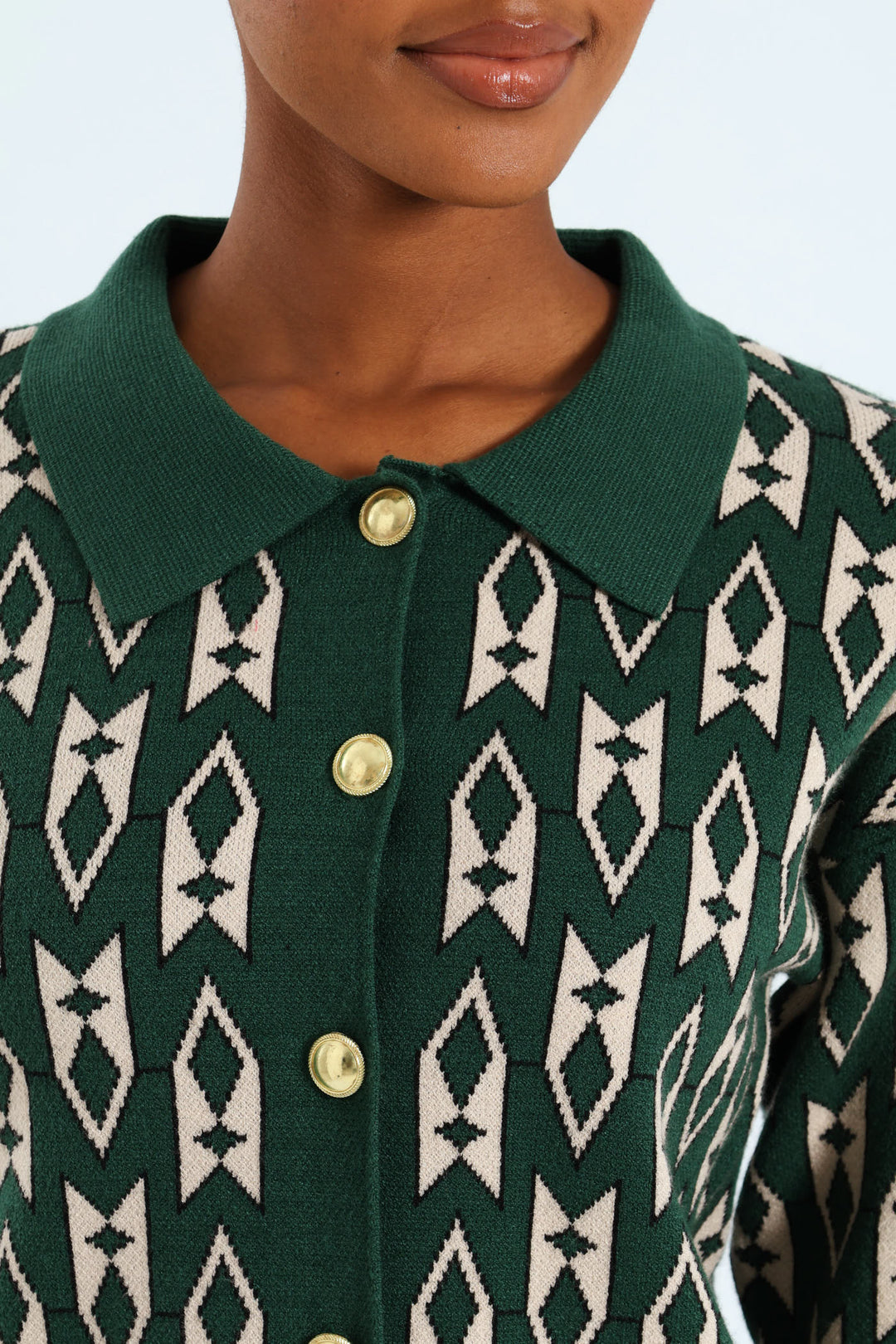 Geo Styled Cardigan - Green