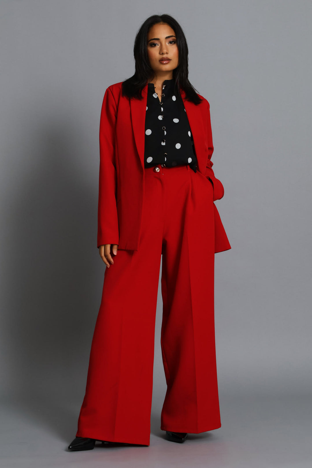 Slanted Pocket Blazer - Red