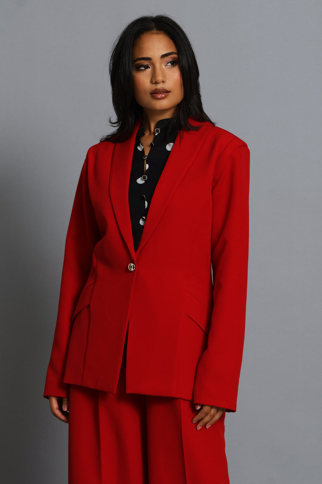 Slanted Pocket Blazer - Red