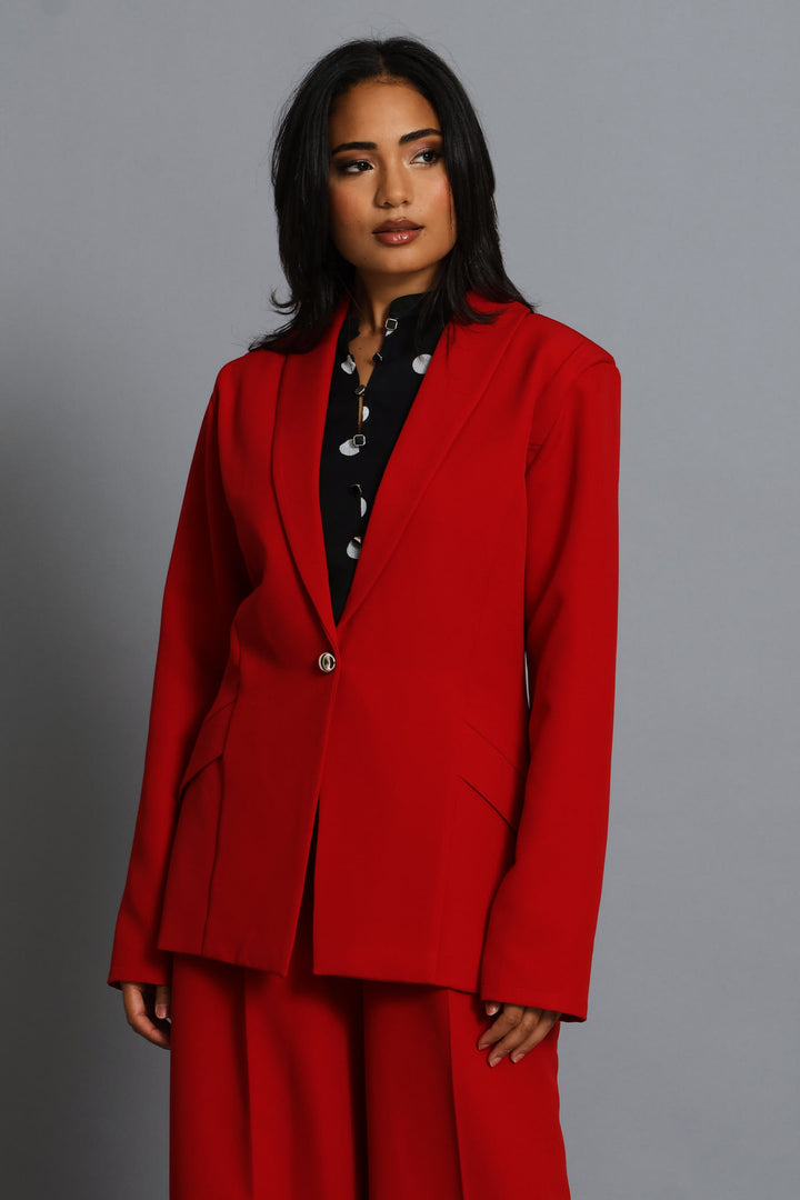 Slanted Pocket Blazer - Red
