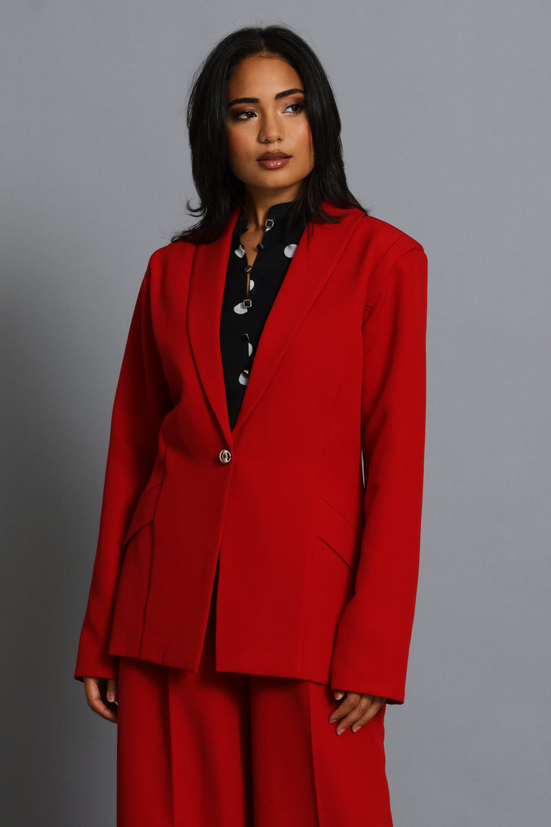 Slanted Pocket Blazer - Red