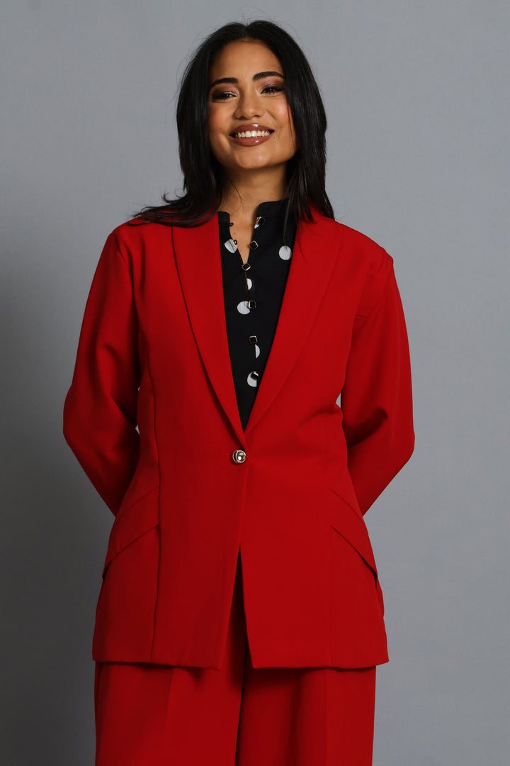 Slanted Pocket Blazer - Red