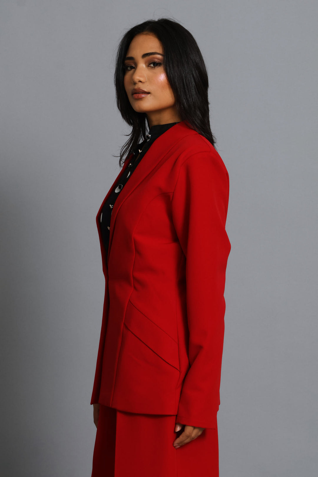 Slanted Pocket Blazer - Red