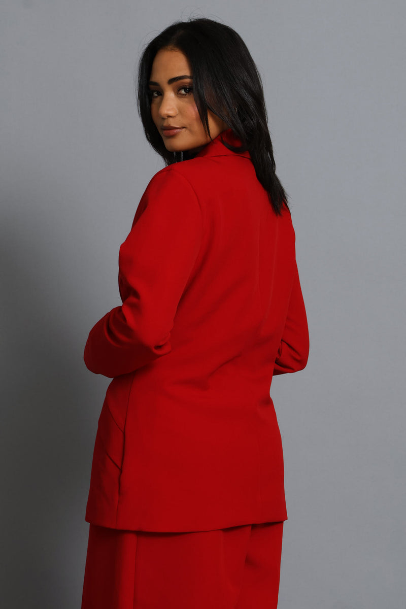 Slanted Pocket Blazer - Red