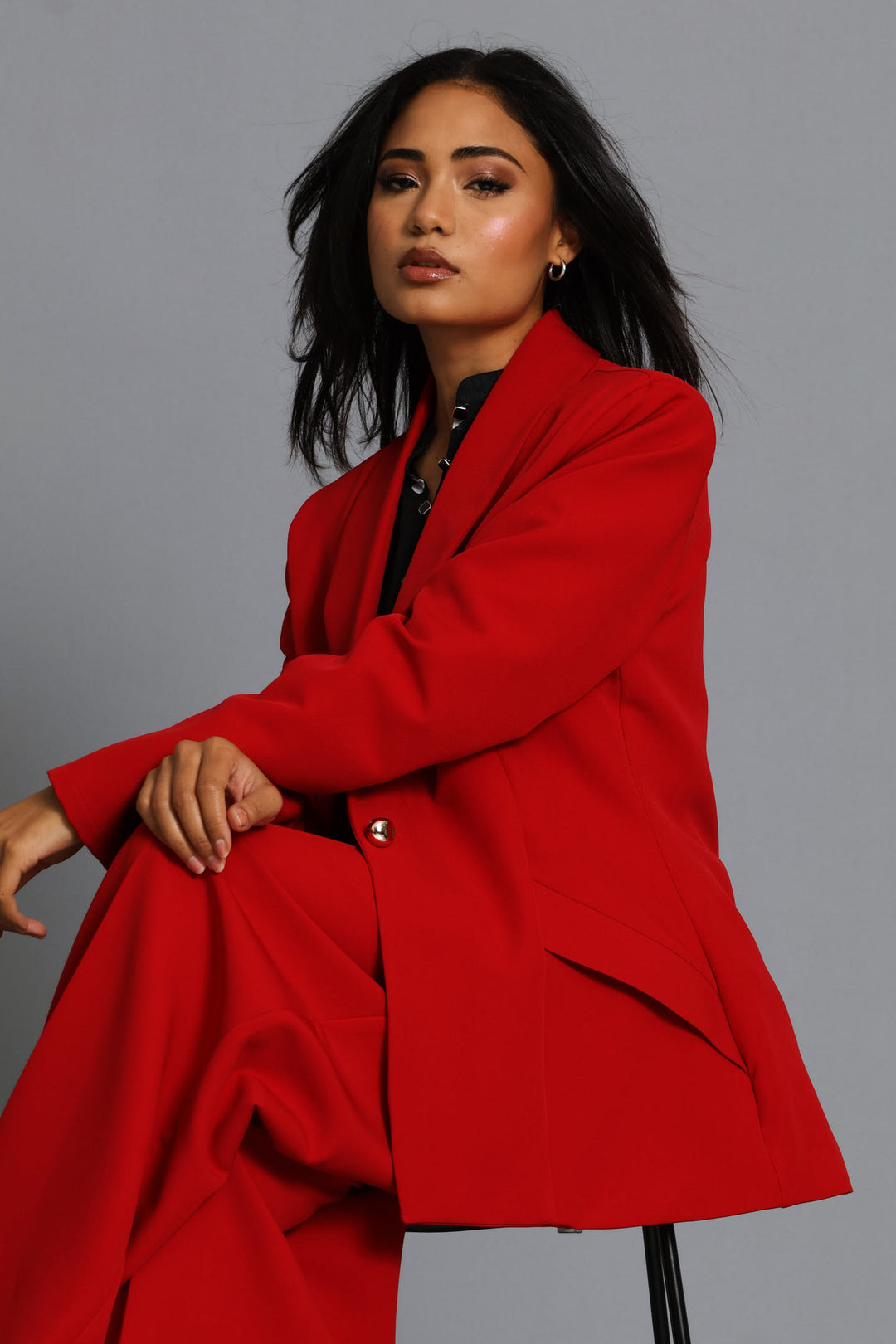 Slanted Pocket Blazer - Red