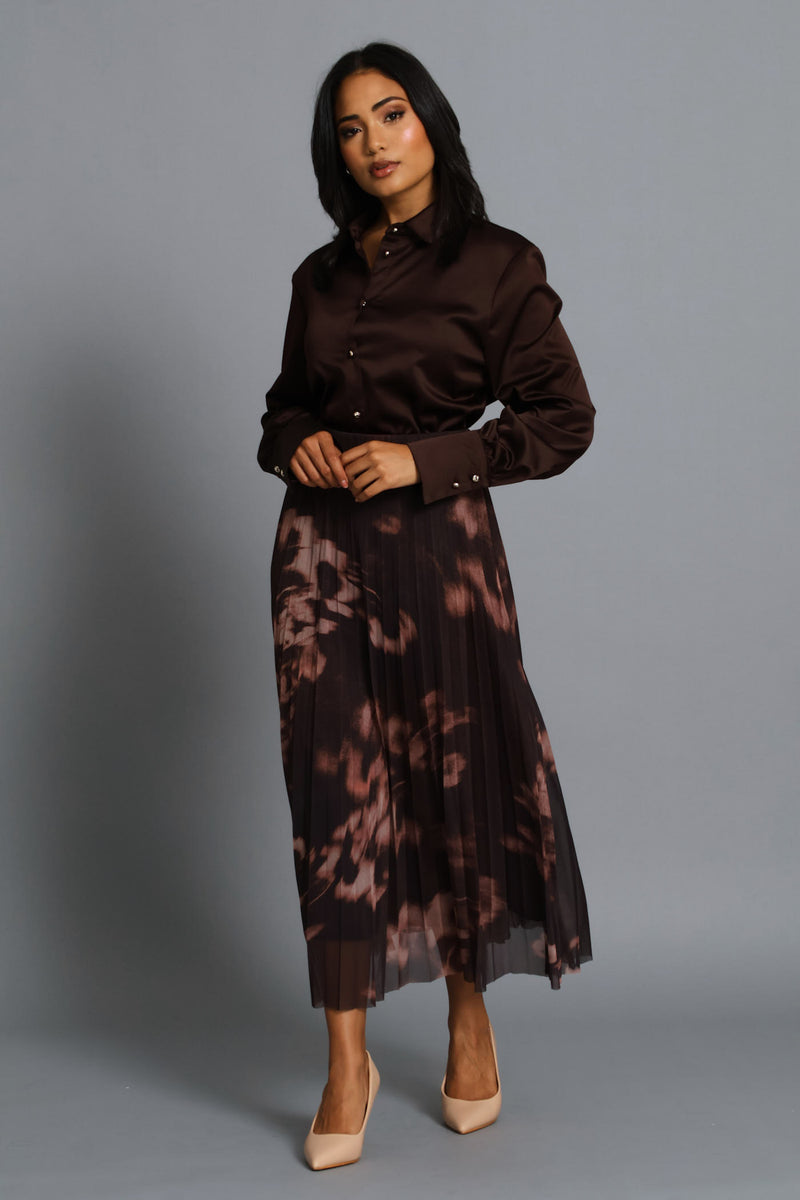 Satin Shirt - Chocolate