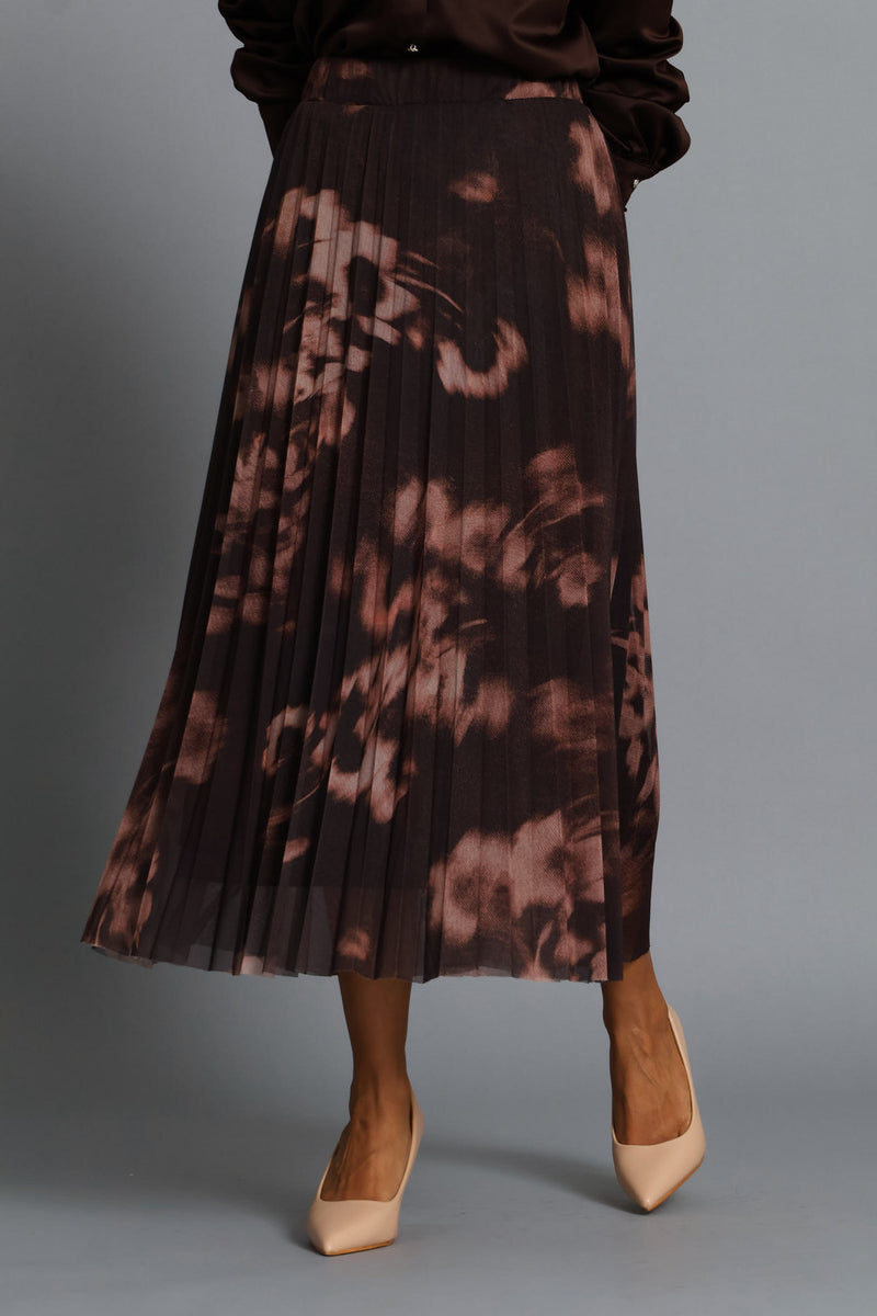 Marble Mesh Midi Skirt - Brown