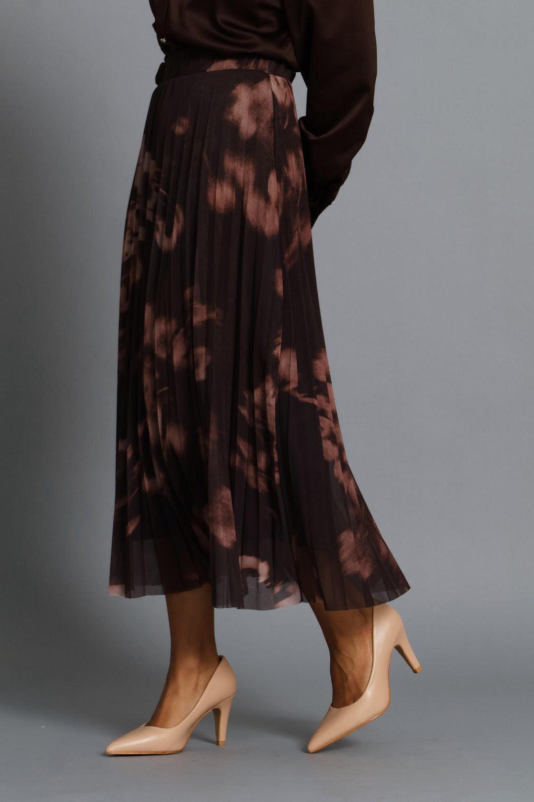 Marble Mesh Midi Skirt - Brown