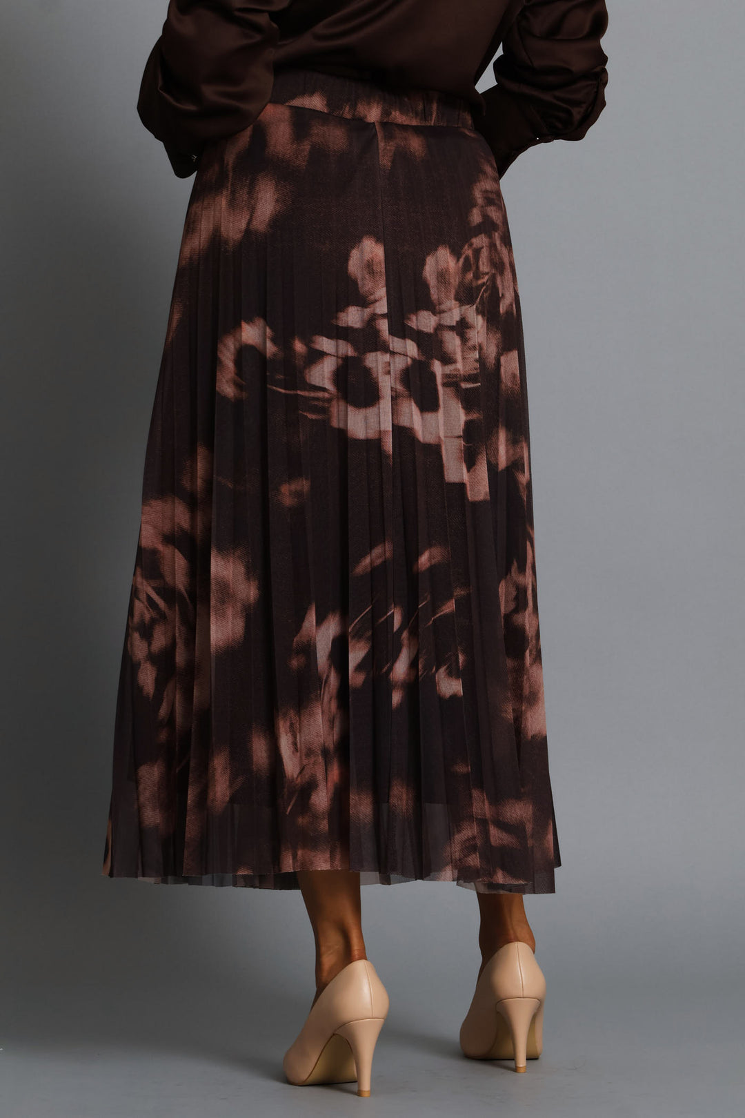 Marble Mesh Midi Skirt - Brown