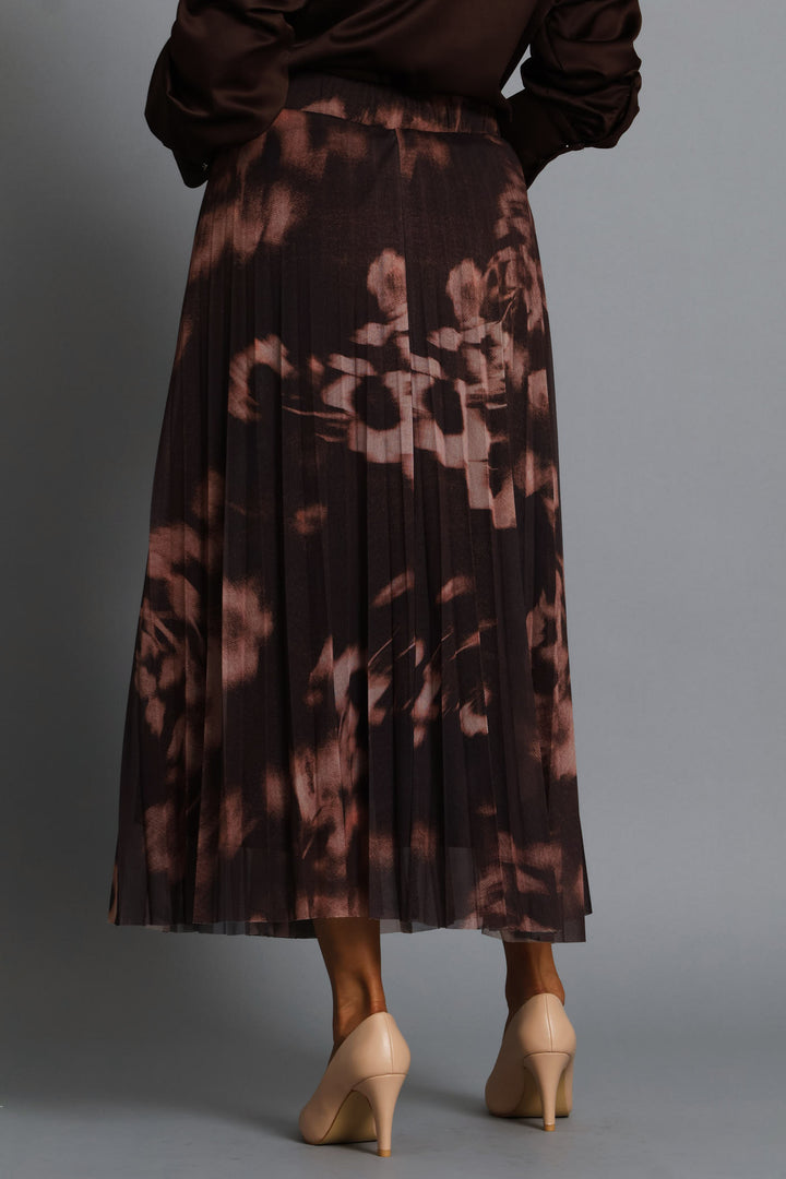 Marble Mesh Midi Skirt - Brown