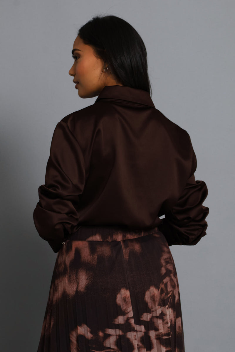 Satin Shirt - Chocolate