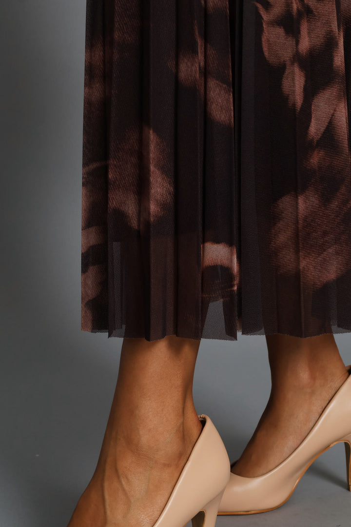 Marble Mesh Midi Skirt - Brown