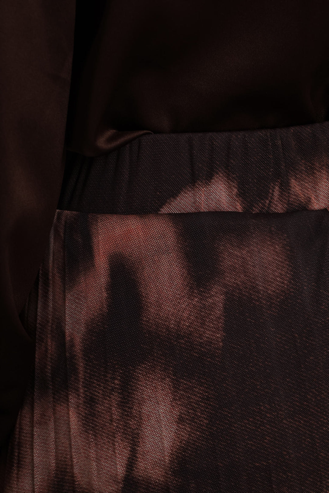 Marble Mesh Midi Skirt - Brown