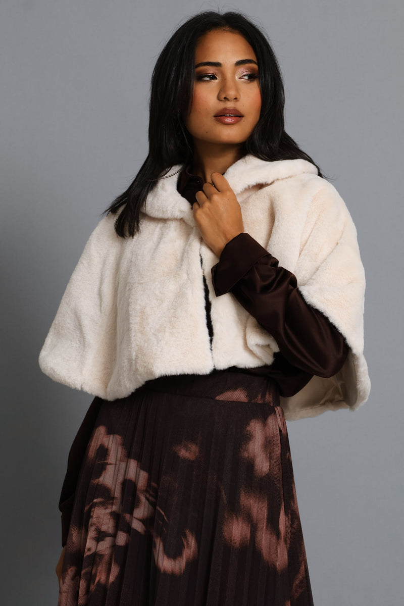 Faux Fur Bolero - Cream