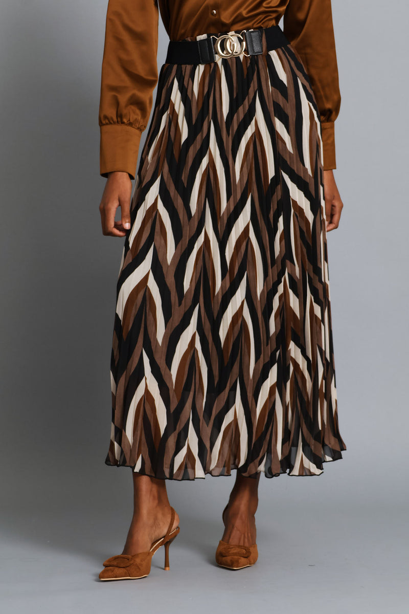 Belted Chiffon Maxi Skirt - Neutral